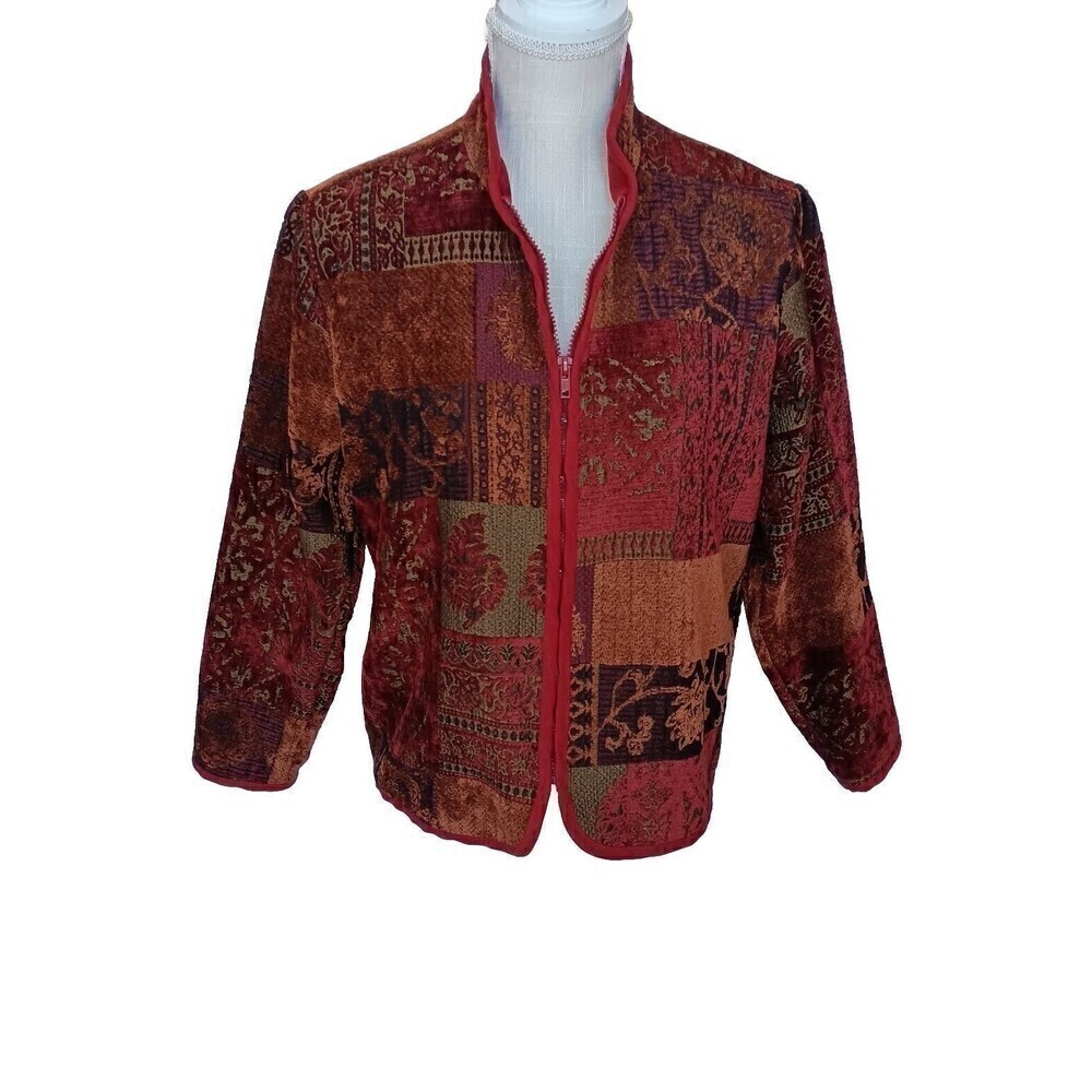 Vtg Coldwater Creek Size M Mixed Print Multicolor Blazer\Jacket Full Zip